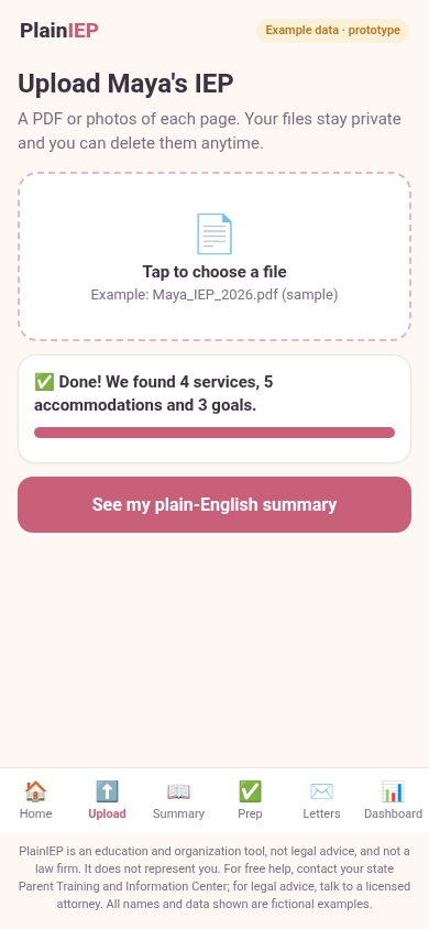 Upload screen